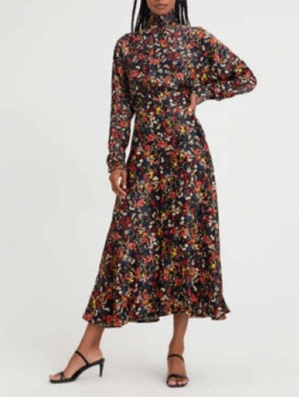 XSβ Something Navy Meadow Mock Neck Long Sleeve Floral Maxi Dress